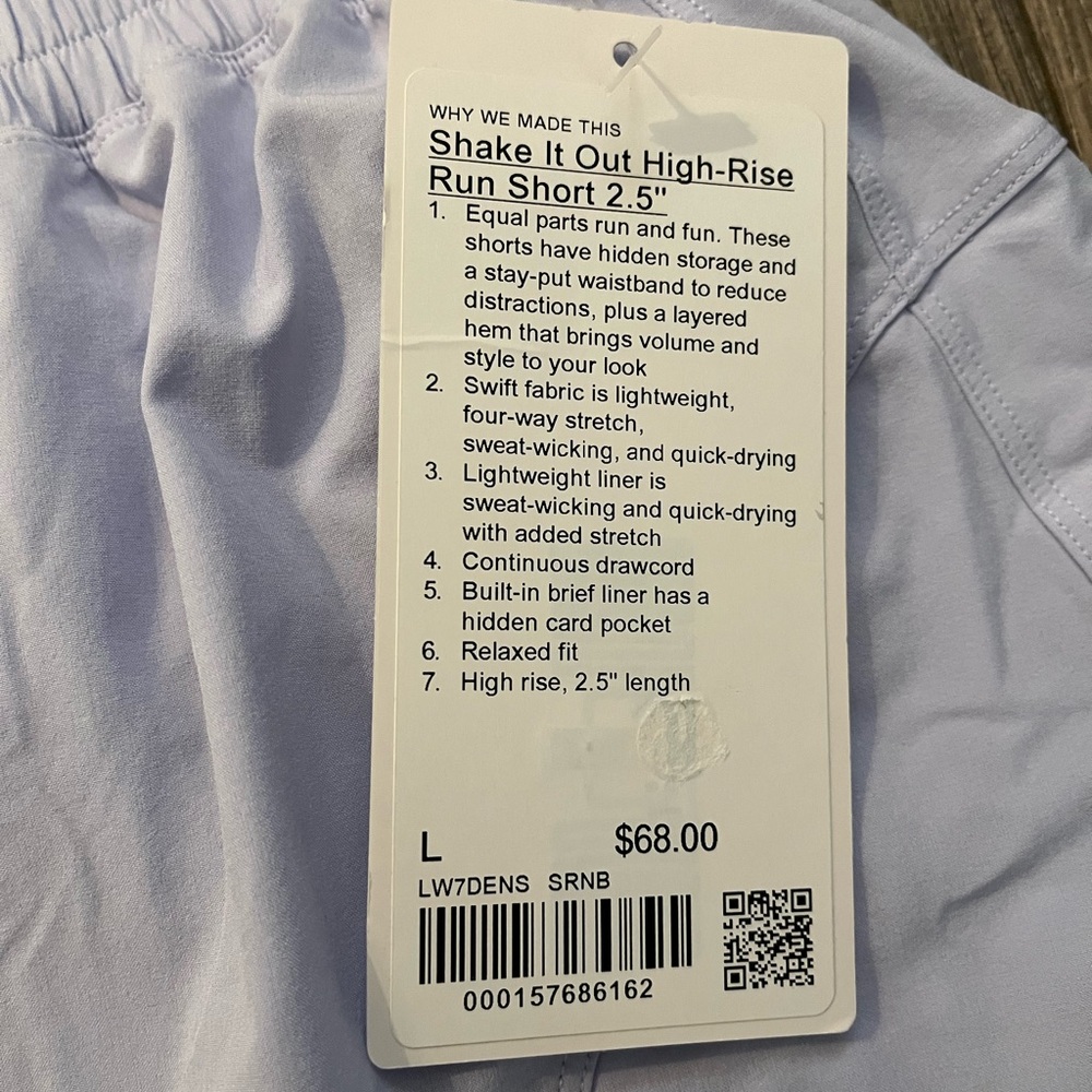 Lululemon Shake It Out High-Rise Running Short 2.5" Lavender Frost Sz L NWT - Picture 2 of 6